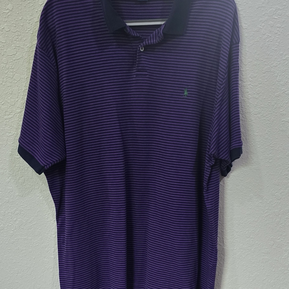 Ralph Lauren Purple Polo Shirt with Subtle Stripes